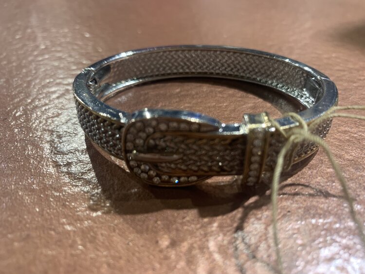 Gold and Silver Belt Buckle Bracelet