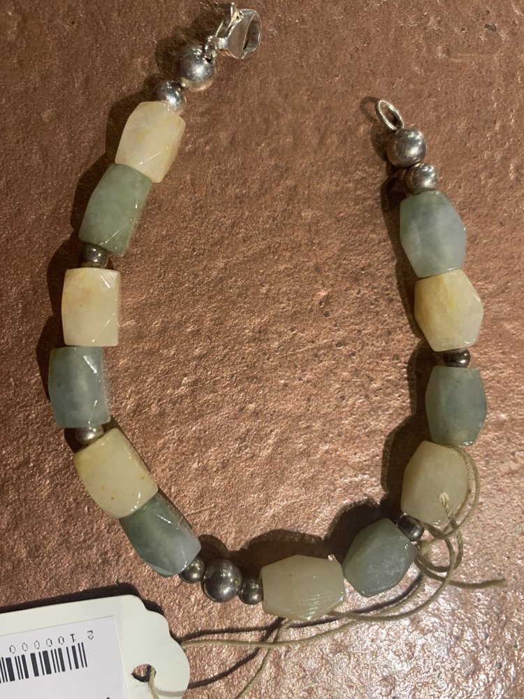 Green and Ivory Bead Bracelet