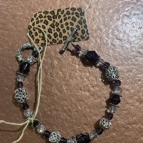 Purple and Silver Bead Bracelet