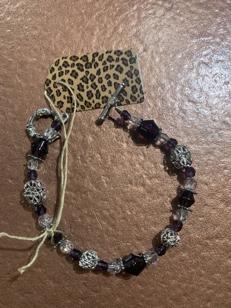 Purple and Silver Bead Bracelet