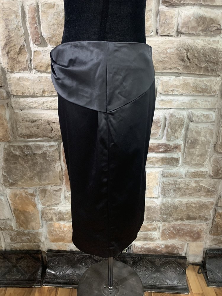 Bebe Satin Tuxedo Skirt with Rhinestone at Waist, Size 10