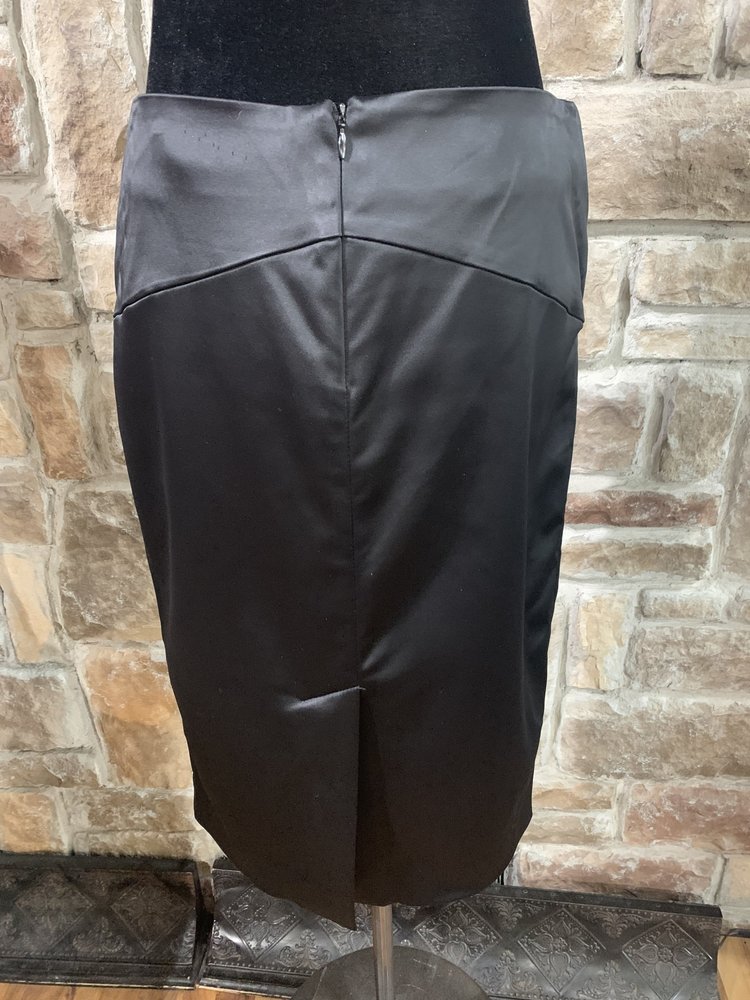 Bebe Satin Tuxedo Skirt with Rhinestone at Waist, Size 10