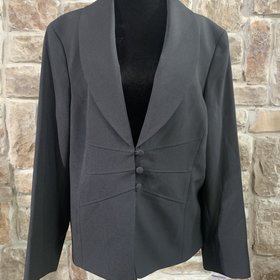 Le Suit Black Three Button Jacket, Size 18