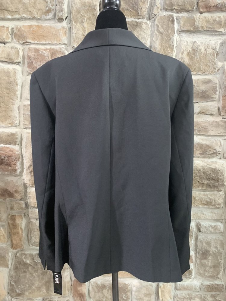 Le Suit Black Three Button Jacket, Size 18