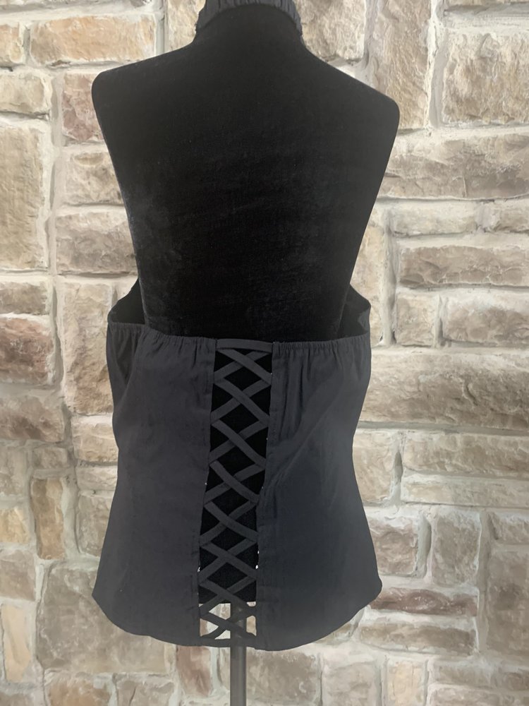 Lydia USA Black Lace-Up Halter Top