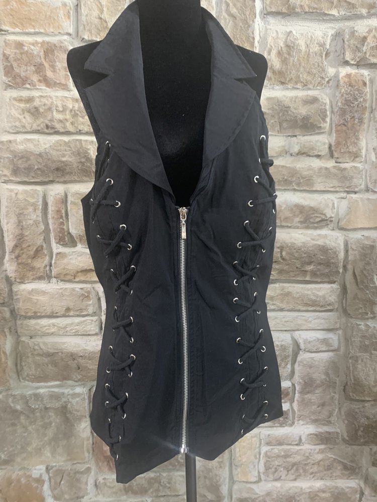 Lydia USA Black Lace-Up Halter Top