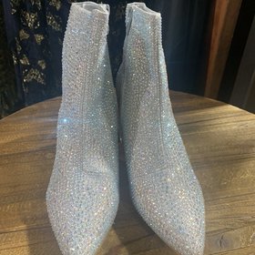 Forever Silver Diamond Skies Rhinestone Bootie with Chunky Heel