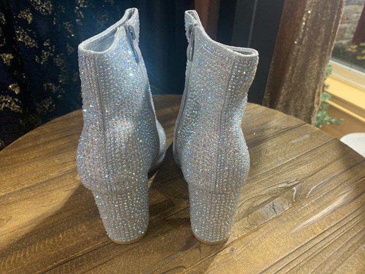 Forever Silver Diamond Skies Rhinestone Bootie with Chunky Heel