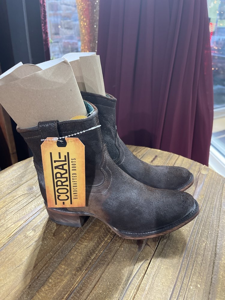 Corral Chocolate-Tan Lamb Abstract Short Corral Boot