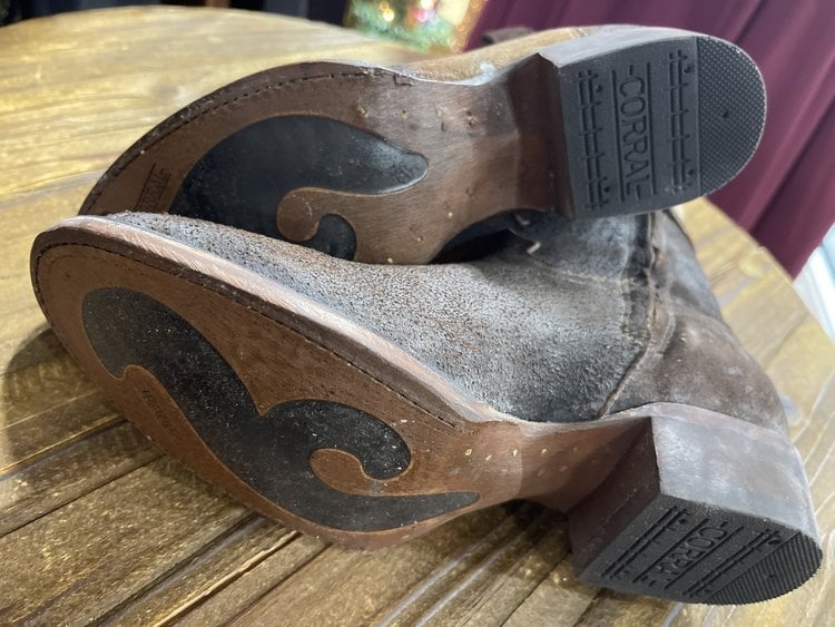 Corral Chocolate-Tan Lamb Abstract Short Corral Boot