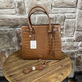 Alfa Bags Brown Alligator Pattern Bag with Shoulder Strap
