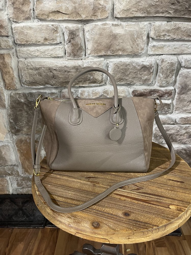 Adrienne Vittadini Taupe Carry-All Bag with Removable Shoulder Strap
