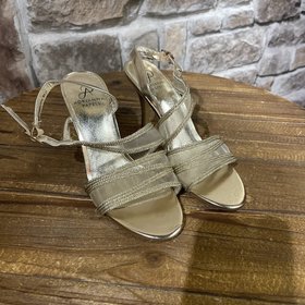 Adrianna Papell Gold  Braided Mesh Sandals, Size 8