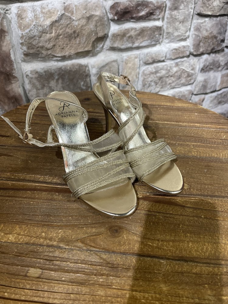 Adrianna Papell Gold  Braided Mesh Sandals, Size 8