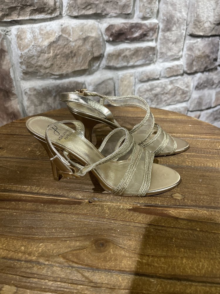 Adrianna Papell Gold  Braided Mesh Sandals, Size 8
