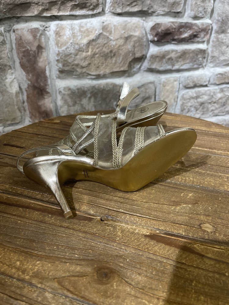 Adrianna Papell Gold  Braided Mesh Sandals, Size 8