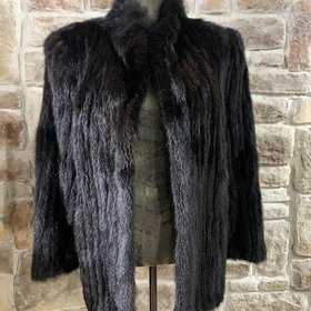 Very Dark Brown Corded Mink Jacket, Size M
