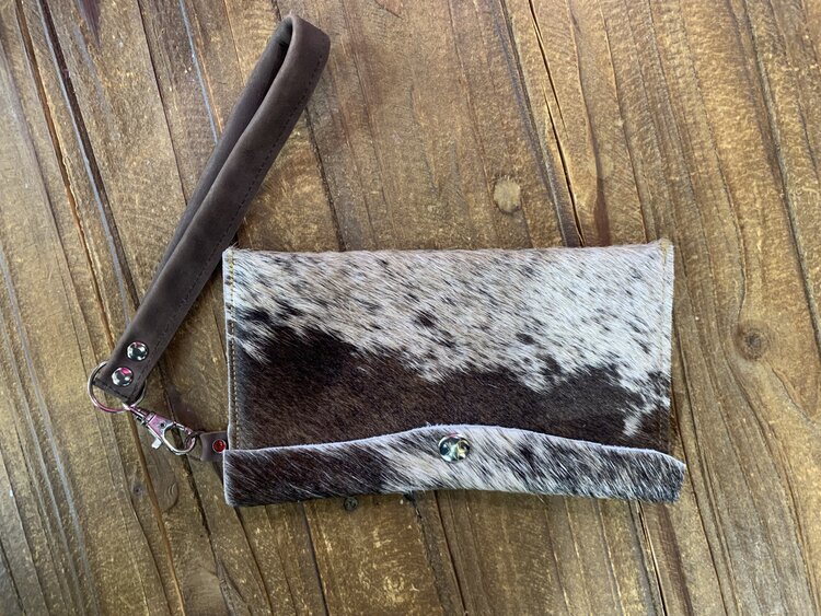 Brown Cowhide Clutch Purse