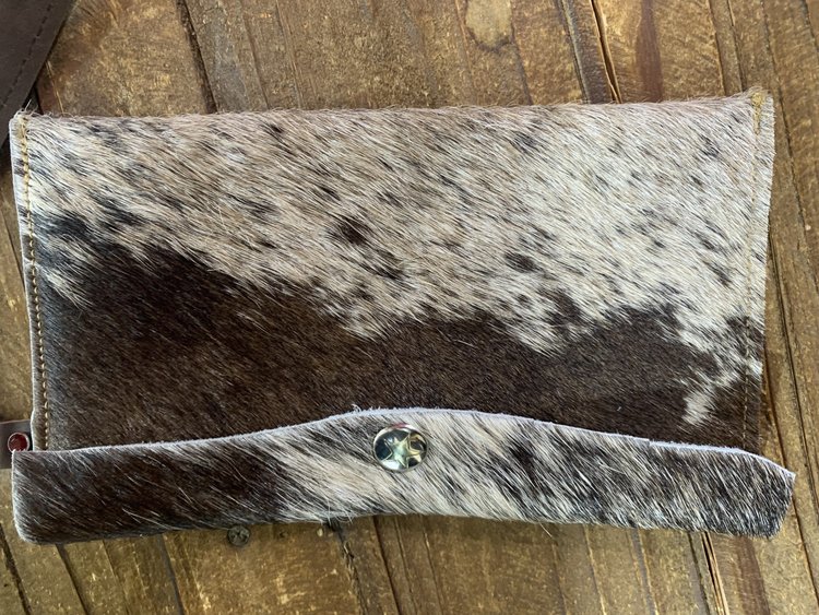 Brown Cowhide Clutch Purse