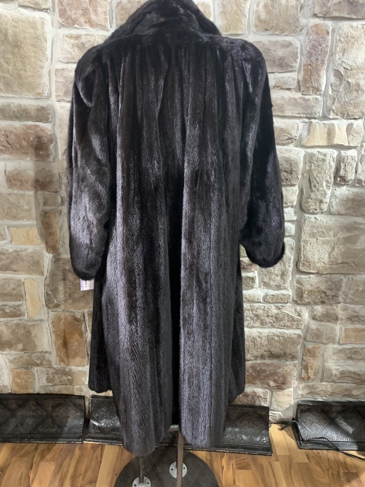 Lapaul's Very Dark Ranch Mink Long Coat with Female Pelts, Size XL