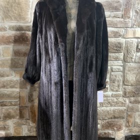 Lapaul's Very Dark Ranch Mink Long Coat with Female Pelts, Size XL