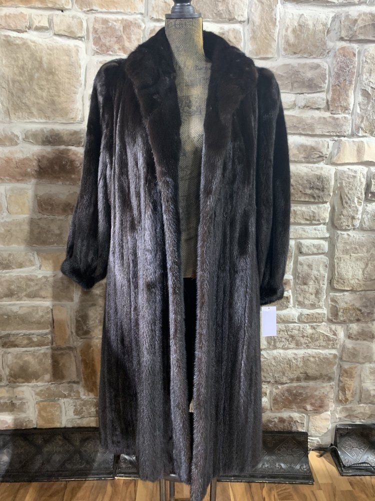 Lapaul's Very Dark Ranch Mink Long Coat with Female Pelts, Size XL