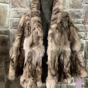 micmac Chic Tan Sectioned Rabbit Jacket, Size S