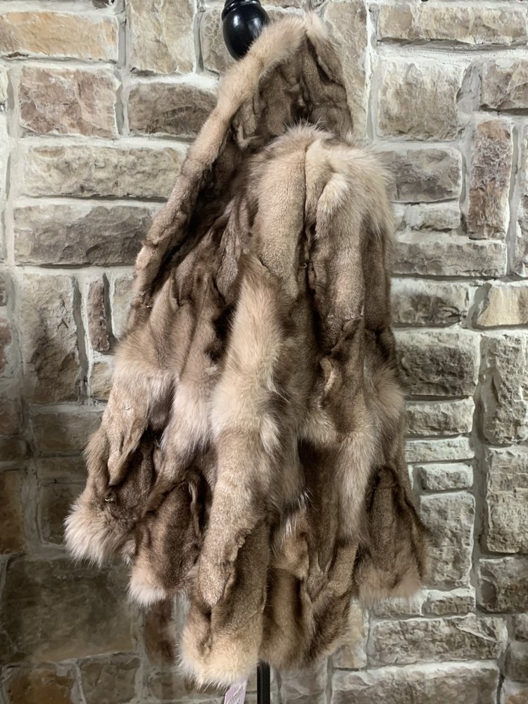 micmac Chic Blush Dyed Blue Fox Section Jacket, Size S