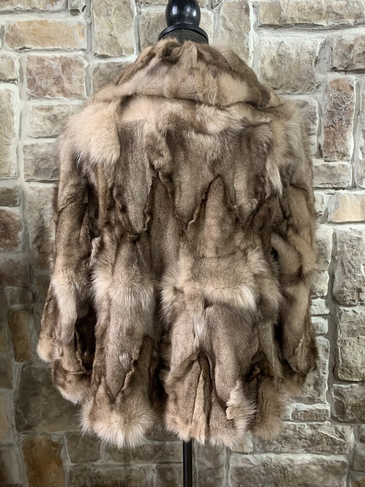 micmac Chic Tan Sectioned Rabbit Jacket, Size S