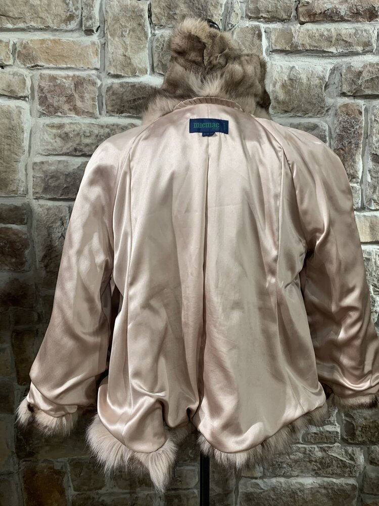micmac Chic Tan Sectioned Rabbit Jacket, Size S