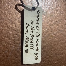 Wood Carving Behave Key Chain