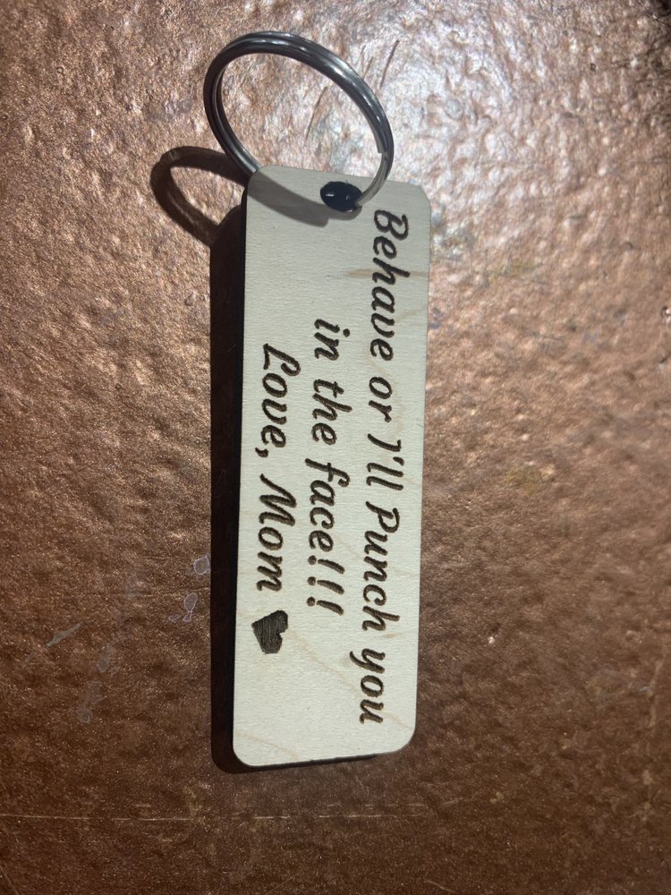 Wood Carving Behave Key Chain