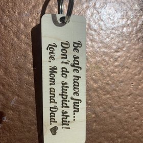 Wood Carving Be Safe Keychain