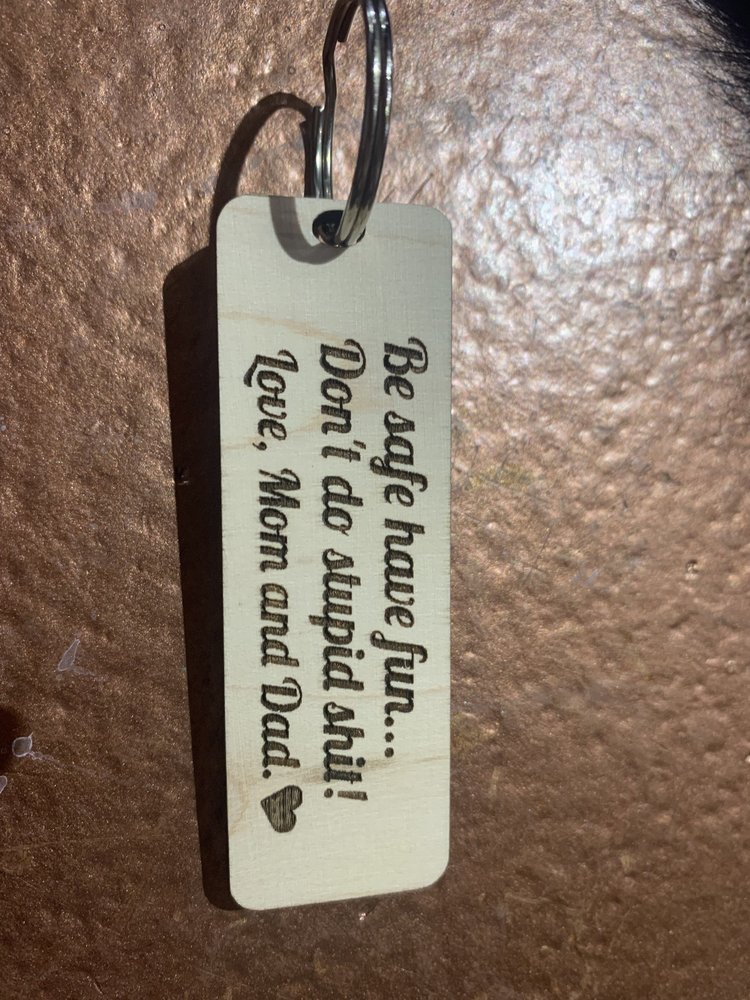 Wood Carving Be Safe Keychain