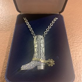 Montana Silversmiths Montana Silversmiths Silver Gold CZ Cowboy Boot Necklace