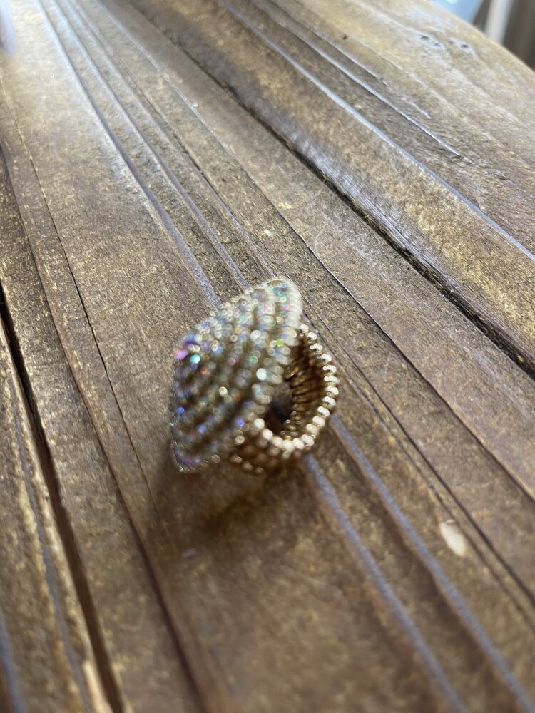 Wona Trading Gold Aurora Borealis  Circle Stretch Bling Ring