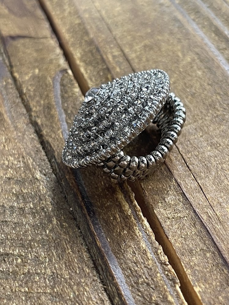 Wona Trading Silver Circle Stretch Bling Ring