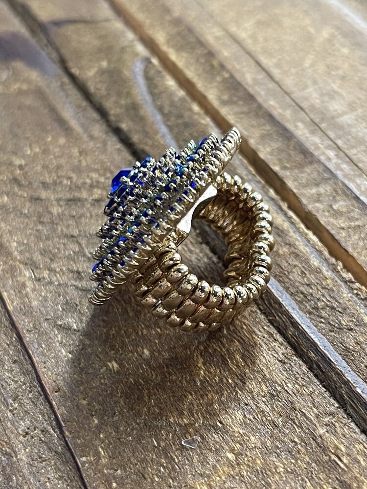 Blue Circle Stretch Bling Ring