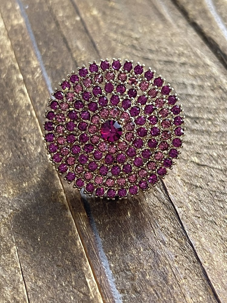 Wona Trading Pink Circle Stretch Bling Ring