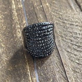 Wona Trading Black Rhinestone Stretch Bling Ring