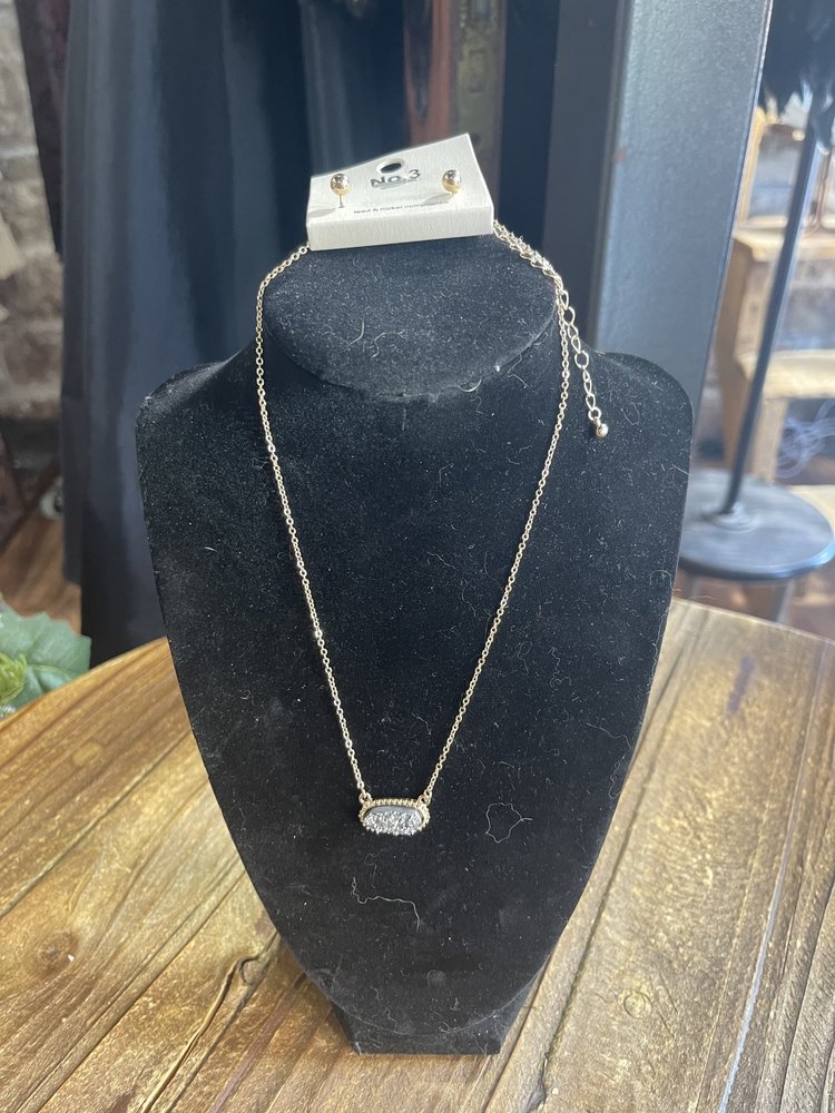 Silver Bling on Gold Kendra Necklace and Earring Set