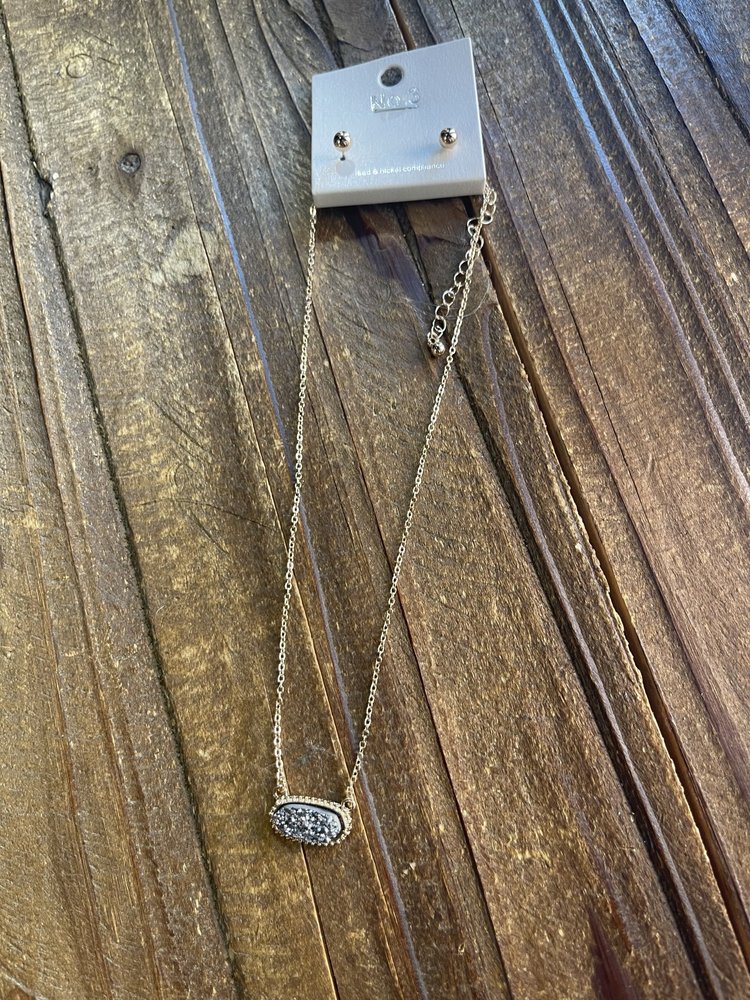 Silver Bling on Gold Kendra Necklace and Earring Set