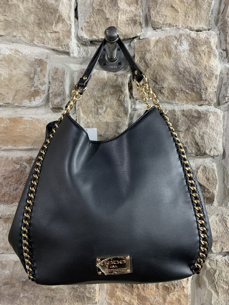 Bebe Black Bebe Tote with Gold Chain
