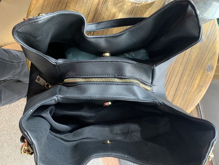 Bebe Black Bebe Tote with Gold Chain