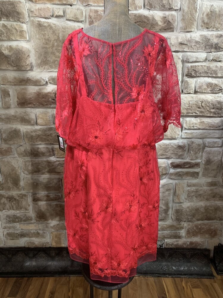 Brianna Fuschia Floral Overlay Dress with Sequins, Size 22W