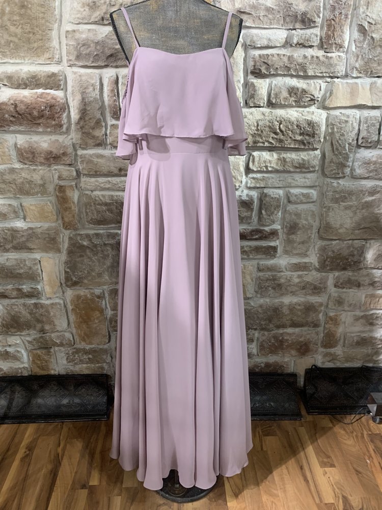 JJ’s House Dusky Mauve Long Chiffon Gown, Size  14