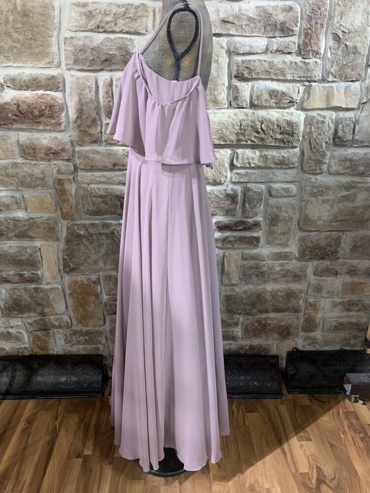 JJ’s House Dusky Mauve Long Chiffon Gown, Size  14