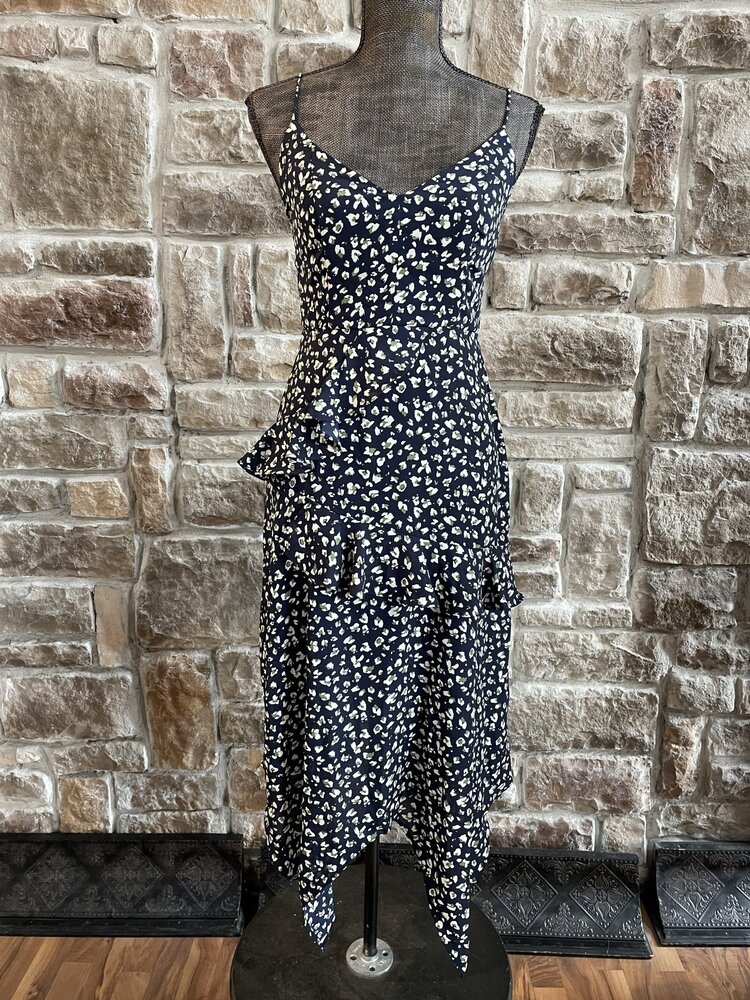 Trixxi Navy and White Ruffled Dress