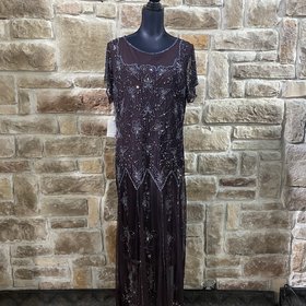 Pisarro Nights Eggplant Beaded Evening Gown Size 18W