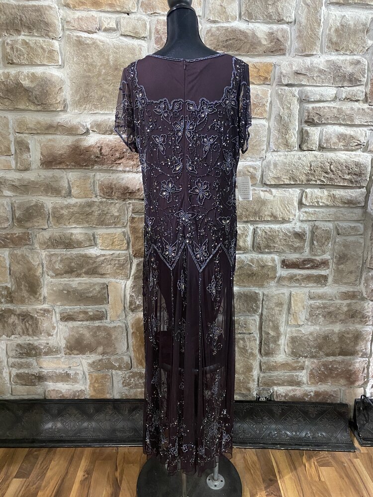 Pisarro Nights Eggplant Beaded Evening Gown Size 18W
